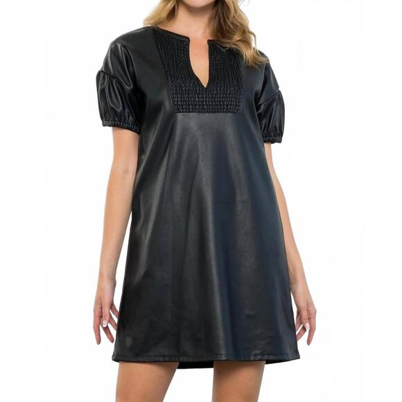NEW THML short sleeve leather dress in black - Picture 1 of 3